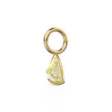 Load image into Gallery viewer, Lemon Quartz 5mm 14k Yellow Solid Gold Charm Pendant Bezel Jewelry Finding / June Birthstone / Trillion Cut Yellow Gemstone / St Patrick Day