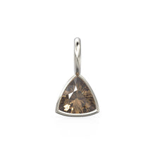 Load image into Gallery viewer, Smoky Quartz 5mm 14k Yellow Solid Gold Charm Pendant Bezel Jewelry Finding / June Birthstone / Trillion Cut Brown Gemstone / St Patrick Day