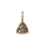 Smoky Quartz 5mm 14k Yellow Solid Gold Charm Pendant Bezel Jewelry Finding / June Birthstone / Trillion Cut Brown Gemstone / St Patrick Day
