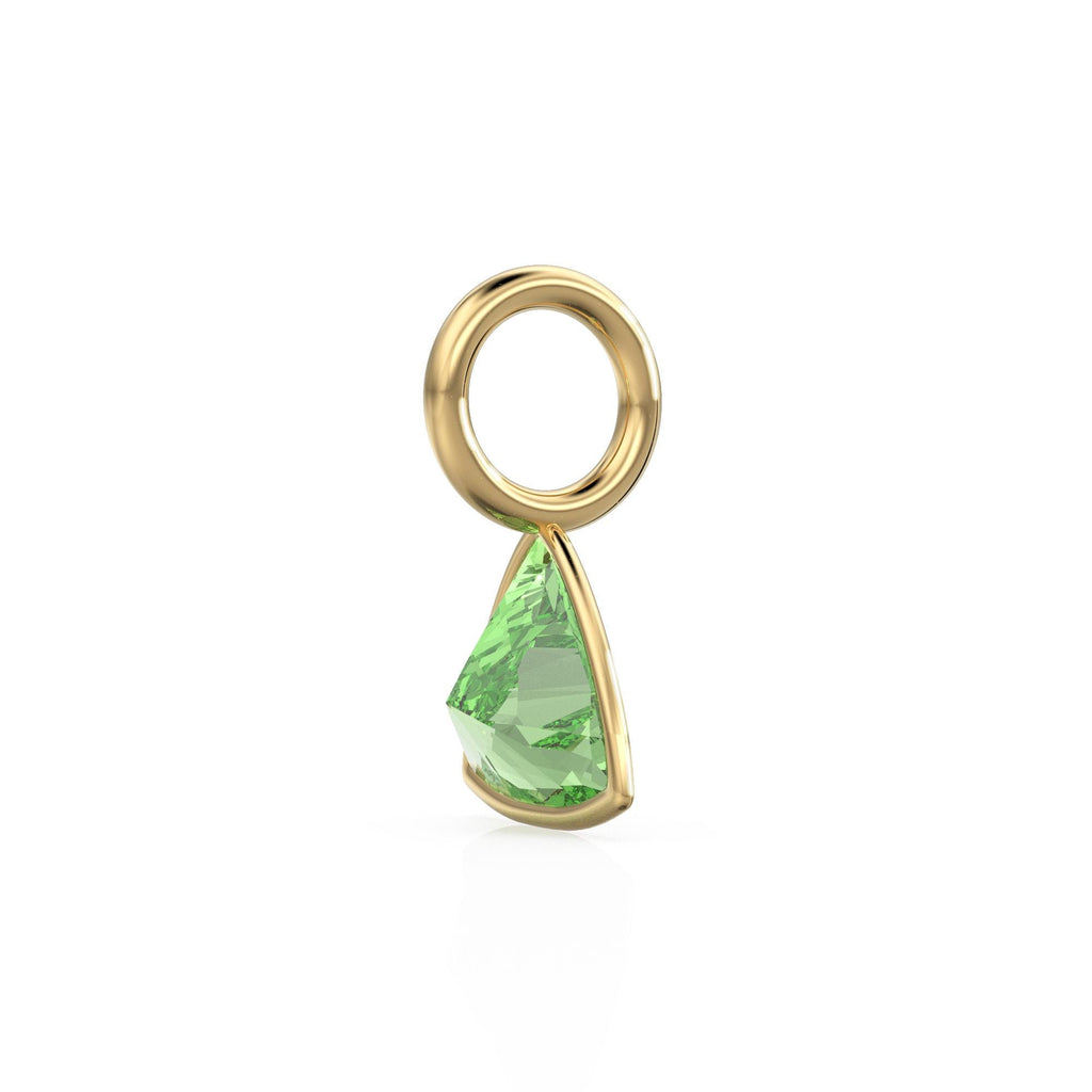 Peridot 5mm 14k Yellow Solid Gold Charm Pendant Bezel Jewelry Finding / August Birthstone / Trillion Cut Green Gemstone / Olivine Gift
