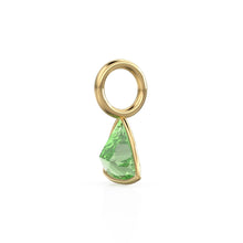 Load image into Gallery viewer, Peridot 5mm 14k Yellow Solid Gold Charm Pendant Bezel Jewelry Finding / August Birthstone / Trillion Cut Green Gemstone / Olivine Gift