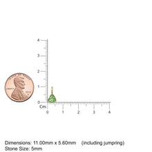 Load image into Gallery viewer, Peridot 5mm 14k Yellow Solid Gold Charm Pendant Bezel Jewelry Finding / August Birthstone / Trillion Cut Green Gemstone / Olivine Gift