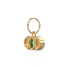 Load image into Gallery viewer, Zambian Emerald Blue Turquoise 14k Solid Gold Charm Pendant Bezel Jewelry Finding / May Birthstone / Green Gemstone / Art Deco Amulet