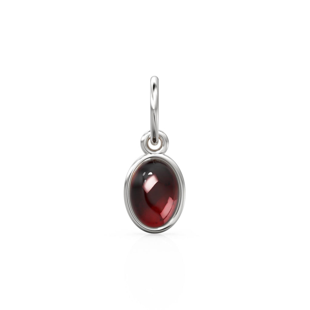 Real Red Garnet Oval Cabochon Solid Gold Charm / Red Gemstone Handmade Gold Pendant / 1pc 14k Solid Yellow Gold Jewelry Making Findings
