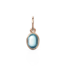 Load image into Gallery viewer, Blue Aquamarine Oval Cabochon Solid Gold Charm /  Blue Gemstone Handmade Gold Pendant / 1pc 14k Solid Yellow Gold Jewelry Making Findings