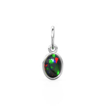 Load image into Gallery viewer, Black Opal Oval Cabochon Solid Gold Charm / Rainbow Fire Gemstone Handmade Gold Pendant / 1pc 14k Solid Yellow Gold Jewelry Making Findings
