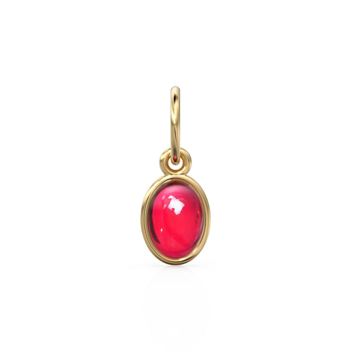 Real Red Ruby Oval Cabochon Solid Gold Charm / Natural Hot Red Gemstone Handmade Gold Pendant / 1pc 14k Yellow Gold Jewelry Making Findings