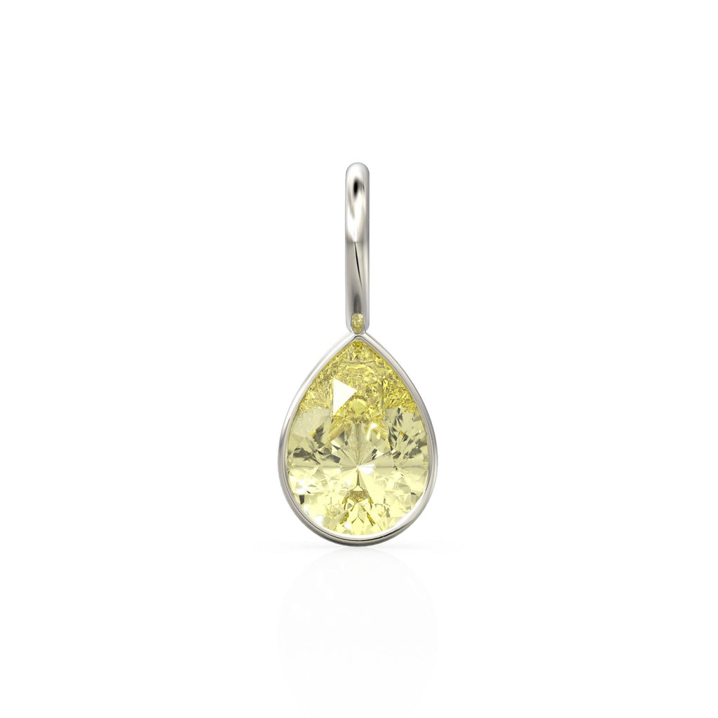 Lemon Quartz 7mm 14k Yellow Solid Gold Charm Pendant Bezel Jewelry Finding / November Birthstone / Yellow Gemstone / Pear Cut Amulet