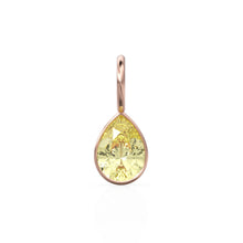 Load image into Gallery viewer, Lemon Quartz 7mm 14k Yellow Solid Gold Charm Pendant Bezel Jewelry Finding / November Birthstone / Yellow Gemstone / Pear Cut Amulet