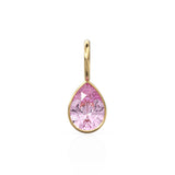 Pink Tourmaline 7mm 14k Yellow Solid Gold Charm Pendant Bezel Jewelry Finding / October Birthstone / Pink Gemstone / Pear Cut Amulet
