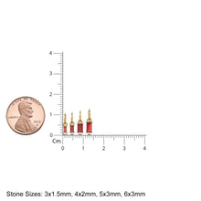 Load image into Gallery viewer, TINY Baguette Red Ruby Charm Pendant / 14k 18k Solid Gold Pendant / Baguette Ruby Pendant / Petite African Ruby Charm / 5x3mm 6x3mm