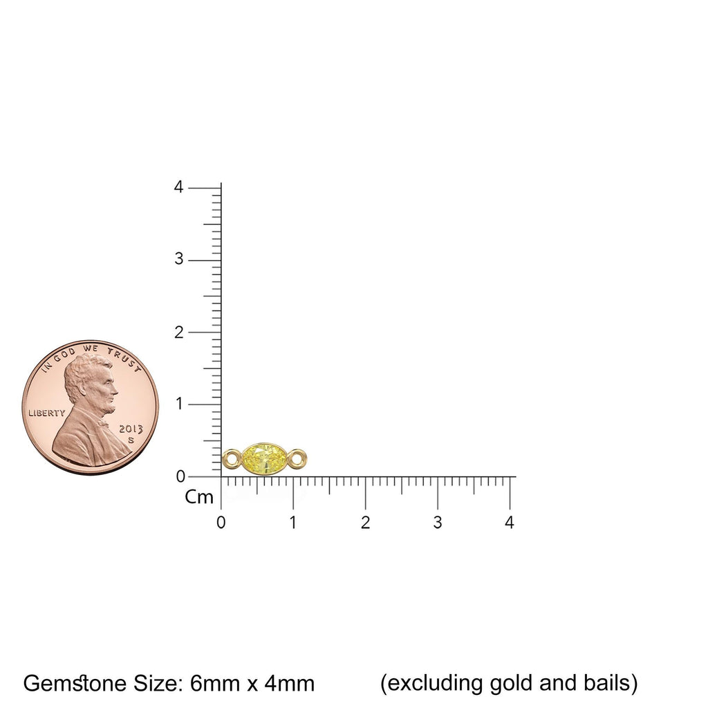 Lemon Quartz 18k Solid Gold Spacer Connector / Handmade Bracelet Finding / Necklace Gold Findings / Yellow Gemstone 4x6MM March Birthstone
