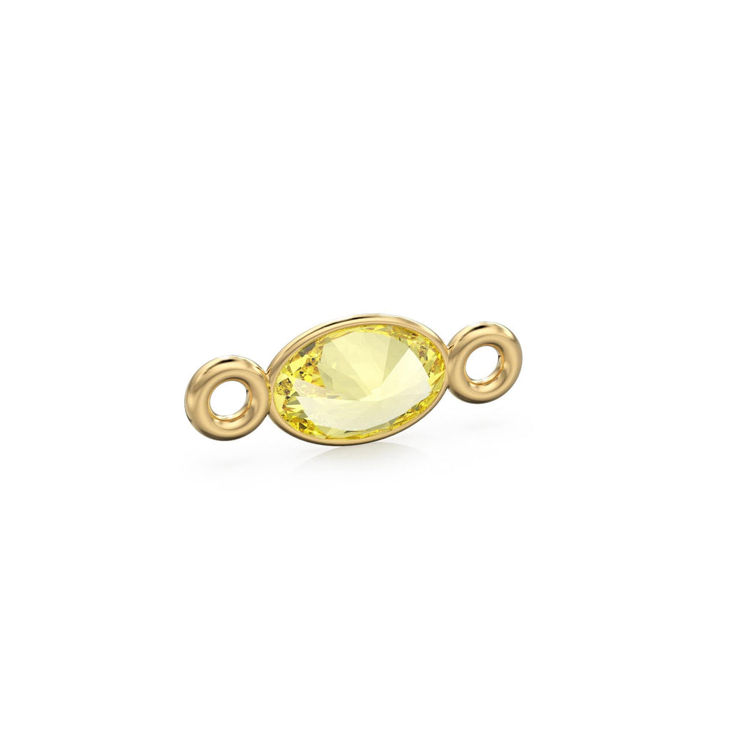 Lemon Quartz 18k Solid Gold Spacer Connector / Handmade Bracelet Finding / Necklace Gold Findings / Yellow Gemstone 4x6MM March Birthstone