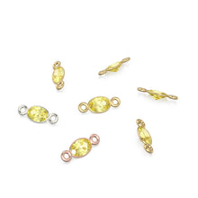 Load image into Gallery viewer, Lemon Quartz 18k Solid Gold Spacer Connector / Handmade Bracelet Finding / Necklace Gold Findings / Yellow Gemstone 4x6MM March Birthstone