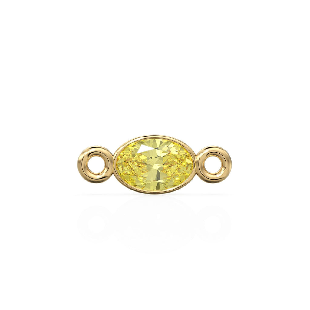 Lemon Quartz 18k Solid Gold Spacer Connector / Handmade Bracelet Finding / Necklace Gold Findings / Yellow Gemstone 4x6MM March Birthstone