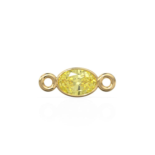 Lemon Quartz 18k Solid Gold Spacer Connector / Handmade Bracelet Finding / Necklace Gold Findings / Yellow Gemstone 4x6MM March Birthstone
