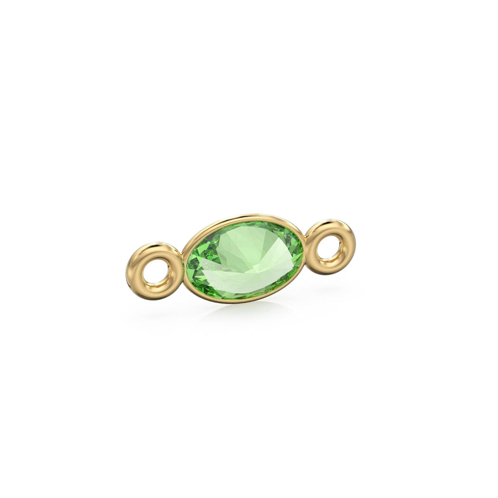 Peridot 18k Solid Gold Spacer Connector / Bracelet Finding / Necklace Gold Findings / Green Olivine Gemstone 4x6MM August Birthstone
