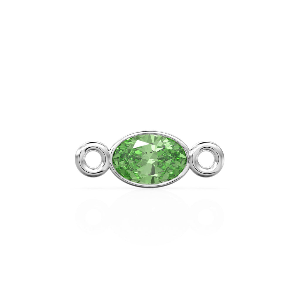 Peridot 18k Solid Gold Spacer Connector / Bracelet Finding / Necklace Gold Findings / Green Olivine Gemstone 4x6MM August Birthstone