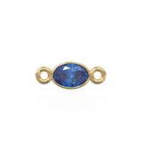 Sapphire 18k Solid Gold Spacer Connector / Handmade Bracelet Finding / Necklace Gold Findings / Blue Gemstone 4x6MM September Birthstone