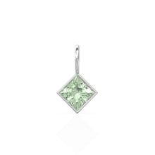 Load image into Gallery viewer, Prasiolite 5mm 14k Yellow Solid Gold Charm Pendant Bezel Jewelry Finding / February Birthstone / Princess Cut Green Amethyst Gemstone