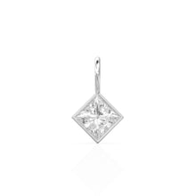 Load image into Gallery viewer, White Quartz 5mm 14k Yellow Solid Gold Charm Pendant Bezel Jewelry Finding / April Birthstone / Princess Cut Clear Gemstone / Rock Crystal