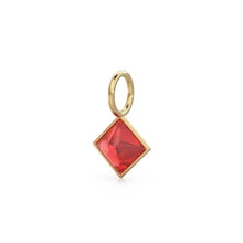 Load image into Gallery viewer, Ruby 5mm 14k Yellow Solid Gold Charm Pendant Bezel Jewelry Finding / July Birthstone / Princess Cut Red Gemstone /