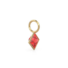 Load image into Gallery viewer, Ruby 5mm 14k Yellow Solid Gold Charm Pendant Bezel Jewelry Finding / July Birthstone / Princess Cut Red Gemstone /