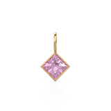 Tourmaline 5mm 14k Yellow Solid Gold Charm Pendant Bezel Jewelry Finding / October Birthstone / Princess Cut Pink Gemstone /