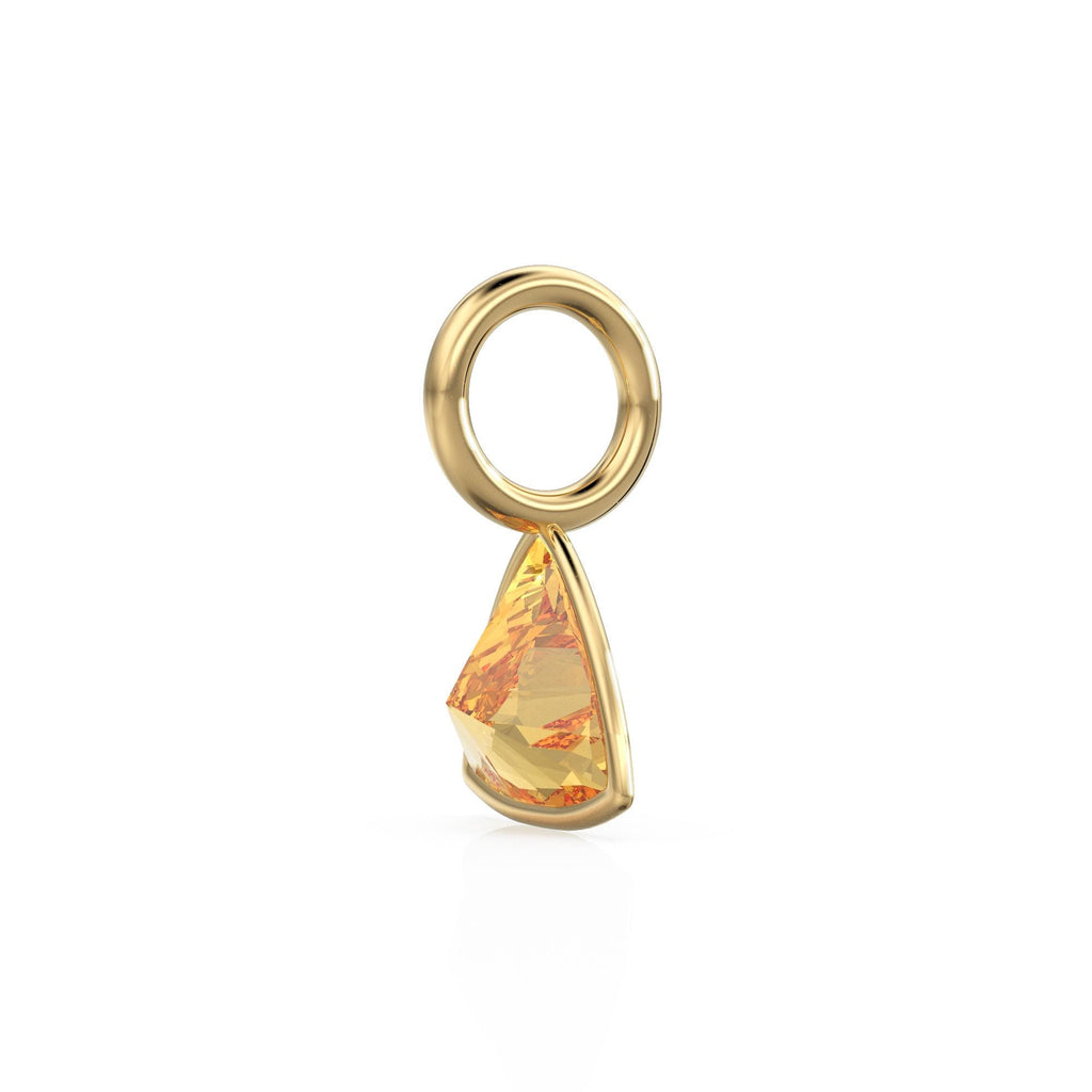 Citrine 5mm 14k Yellow Solid Gold Charm Pendant Bezel Jewelry Finding / November Birthstone / Trillion Cut Yellow Gemstone /