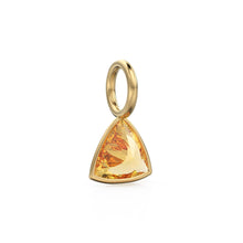Load image into Gallery viewer, Citrine 5mm 14k Yellow Solid Gold Charm Pendant Bezel Jewelry Finding / November Birthstone / Trillion Cut Yellow Gemstone /