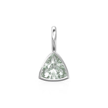 Load image into Gallery viewer, Prasiolite 5mm 14k Yellow Solid Gold Charm Pendant Bezel Jewelry Finding / February Birthstone / Trillion Cut Green Amethyst Gemstone