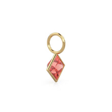Load image into Gallery viewer, Pyrope Garnet 5mm 14k Yellow Solid Gold Charm Pendant Bezel Jewelry Finding / January Birthstone / Princess Cut Red Gemstone / St Patricks