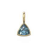 London Blue Topaz 5mm 14k Yellow Solid Gold Charm Pendant Bezel Jewelry Finding / November Birthstone / Trillion Cut Blue Gemstone