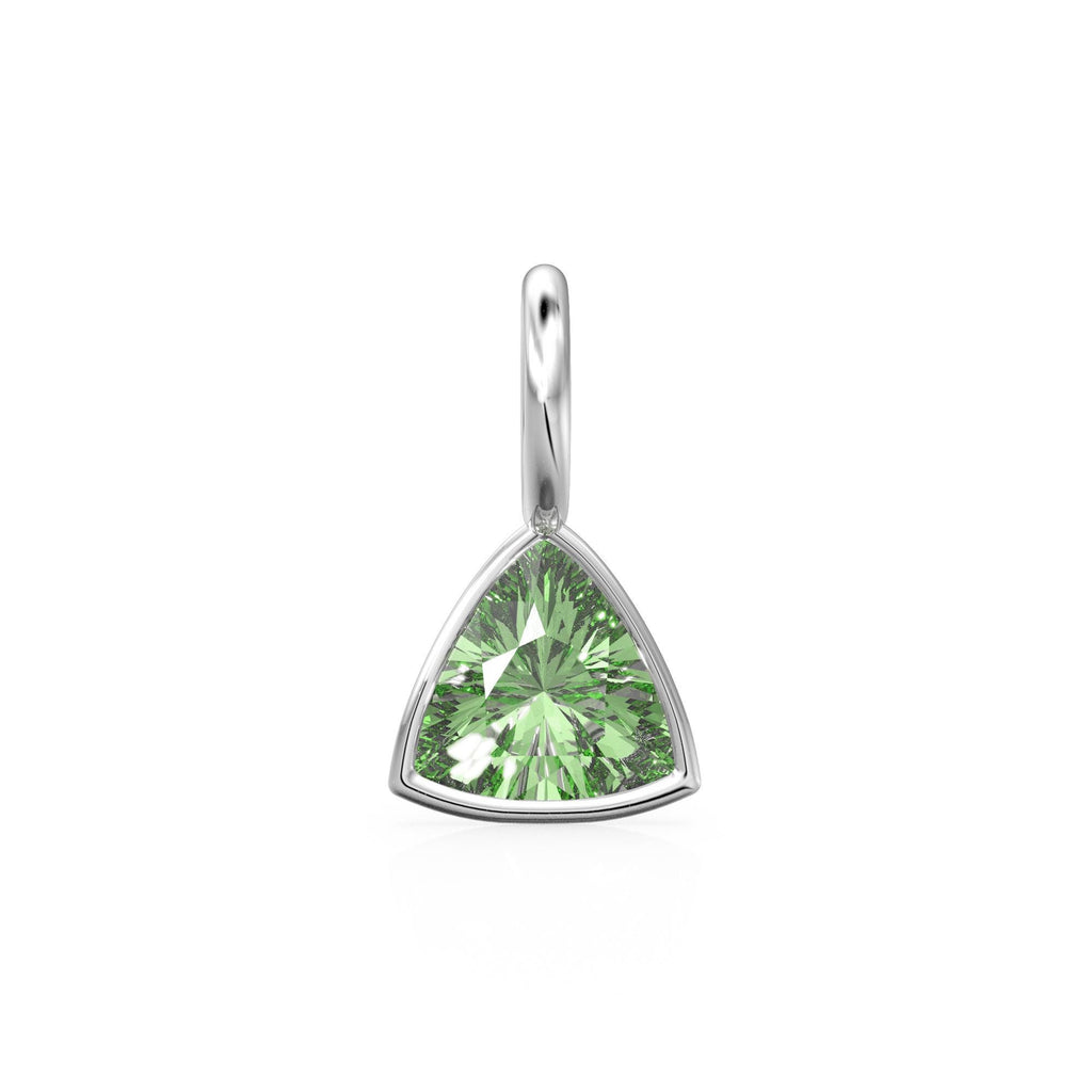 Peridot 5mm 14k Yellow Solid Gold Charm Pendant Bezel Jewelry Finding / August Birthstone / Trillion Cut Green Gemstone / Olivine Gift
