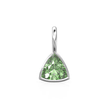 Load image into Gallery viewer, Peridot 5mm 14k Yellow Solid Gold Charm Pendant Bezel Jewelry Finding / August Birthstone / Trillion Cut Green Gemstone / Olivine Gift