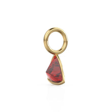 Load image into Gallery viewer, Ruby 5mm 14k Yellow Solid Gold Charm Pendant Bezel Jewelry Finding / July Birthstone / Trillion Cut Red Gemstone /