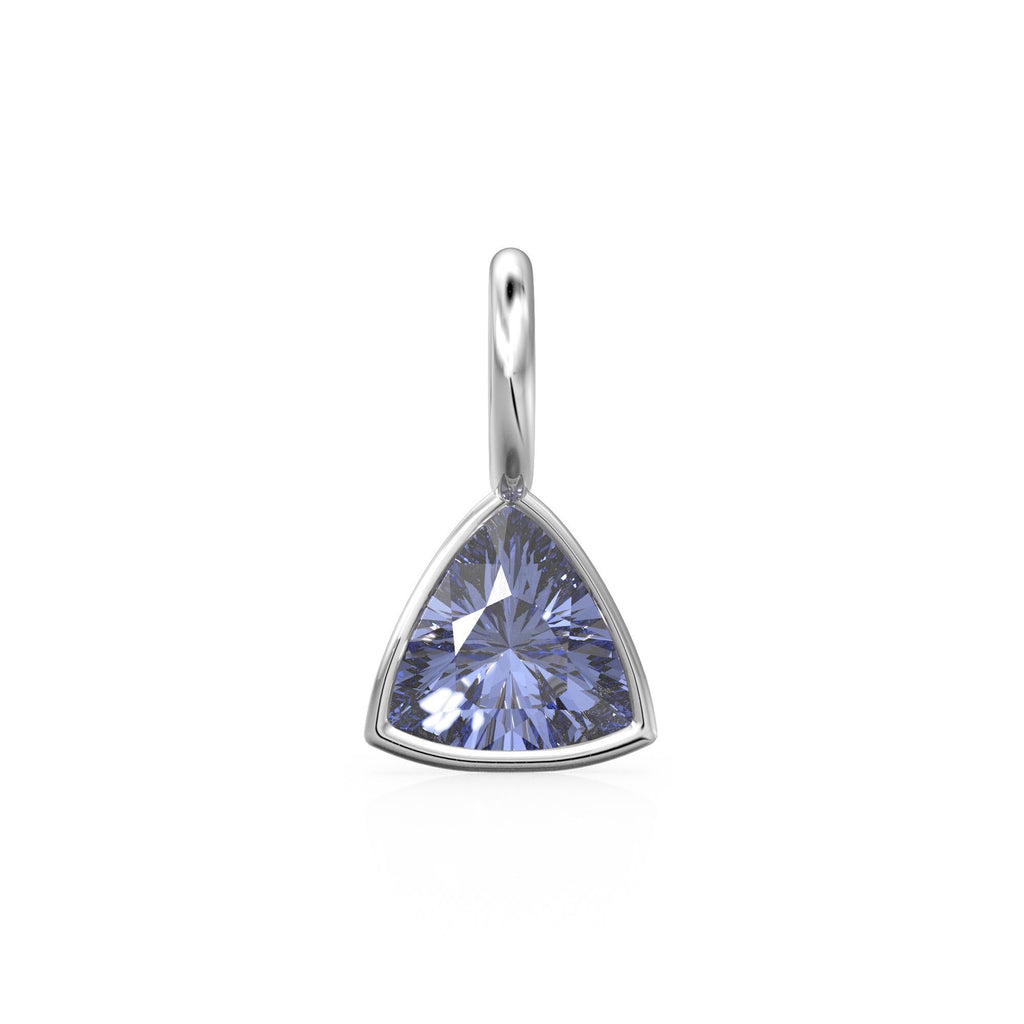 Tanzanite 5mm 14k Yellow Solid Gold Charm Pendant Bezel Jewelry Finding / December Birthstone / Trillion Cut Blue Gemstone /