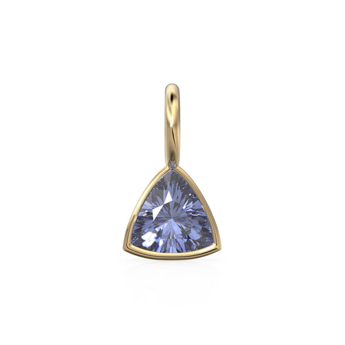 Tanzanite 5mm 14k Yellow Solid Gold Charm Pendant Bezel Jewelry Finding / December Birthstone / Trillion Cut Blue Gemstone /