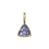 Tanzanite 5mm 14k Yellow Solid Gold Charm Pendant Bezel Jewelry Finding / December Birthstone / Trillion Cut Blue Gemstone /