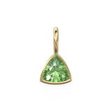 Peridot 5mm 14k Yellow Solid Gold Charm Pendant Bezel Jewelry Finding / August Birthstone / Trillion Cut Green Gemstone / Olivine Gift