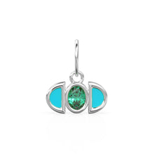 Load image into Gallery viewer, Zambian Emerald Blue Turquoise 14k Solid Gold Charm Pendant Bezel Jewelry Finding / May Birthstone / Green Gemstone / Art Deco Amulet