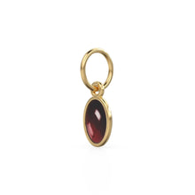 Load image into Gallery viewer, Real Red Garnet Oval Cabochon Solid Gold Charm / Red Gemstone Handmade Gold Pendant / 1pc 14k Solid Yellow Gold Jewelry Making Findings