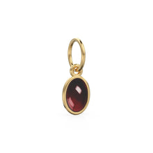 Load image into Gallery viewer, Real Red Garnet Oval Cabochon Solid Gold Charm / Red Gemstone Handmade Gold Pendant / 1pc 14k Solid Yellow Gold Jewelry Making Findings