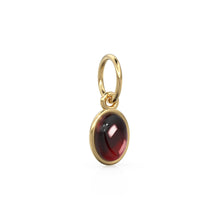 Load image into Gallery viewer, Real Red Garnet Oval Cabochon Solid Gold Charm / Red Gemstone Handmade Gold Pendant / 1pc 14k Solid Yellow Gold Jewelry Making Findings