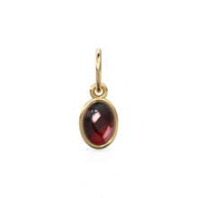 Load image into Gallery viewer, Real Red Garnet Oval Cabochon Solid Gold Charm / Red Gemstone Handmade Gold Pendant / 1pc 14k Solid Yellow Gold Jewelry Making Findings