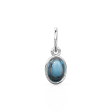 Load image into Gallery viewer, London Blue Topaz Oval Cabochon Solid Gold Charm / Blue Gemstone Handmade Gold Pendant / 1pc 14k Solid Yellow Gold Jewelry Making Findings