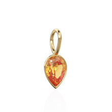 Load image into Gallery viewer, Brazil Citrine 14k Yellow Solid Gold Charm Pendant Bezel Jewelry Finding / November Birthstone / 7mm Golden Gemstone / Pear Cut Jewelry