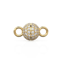Load image into Gallery viewer, 6mm Pave Diamond Screw Ball Clasp / Solid Gold Clasp for Necklace / Bracelet 18k Handmade Diamond Findings Claw Clasp Jewelry Finding