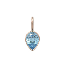 Load image into Gallery viewer, Santa Maria Aquamarine 14k Yellow Solid Gold Charm Pendant Bezel Jewelry Finding / March Birthstone / 7mm Blue Gemstone / Pear Cut Jewelry