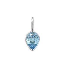 Load image into Gallery viewer, Santa Maria Aquamarine 14k Yellow Solid Gold Charm Pendant Bezel Jewelry Finding / March Birthstone / 7mm Blue Gemstone / Pear Cut Jewelry